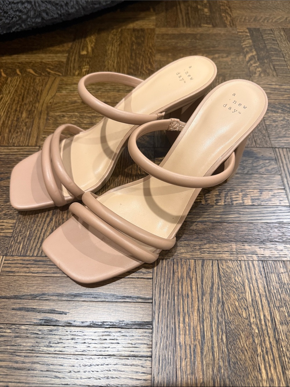 a new day Blush Nude Strappy Block Heel Sandals